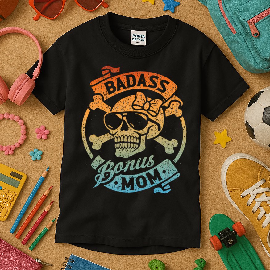 Badass Bonus Mom Stepmom Stepmother MotherS Day Kids T-Shirt