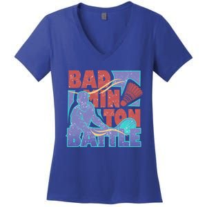 Badminton Battle Meaningful Gift Women's V-Neck T-Shirt