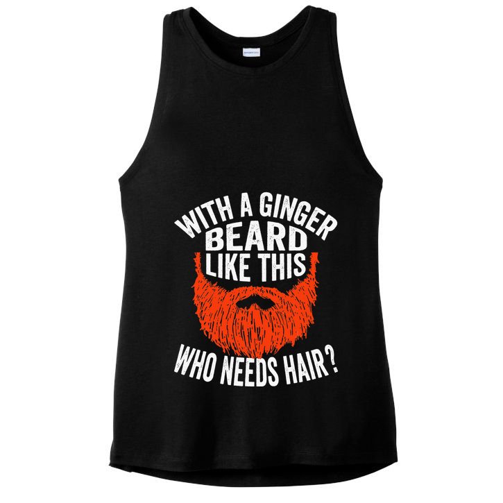 Bearded Bald Man Ginger Beard Funny Sarcastic Saying Ladies PosiCharge Tri-Blend Wicking Tank
