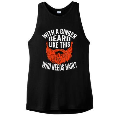 Bearded Bald Man Ginger Beard Funny Sarcastic Saying Ladies PosiCharge Tri-Blend Wicking Tank