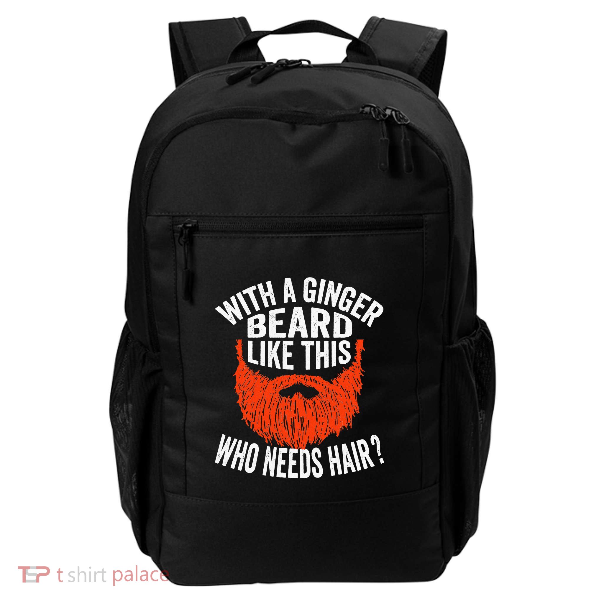 Bearded Bald Man Ginger Beard Funny Sarcastic Saying Backpack