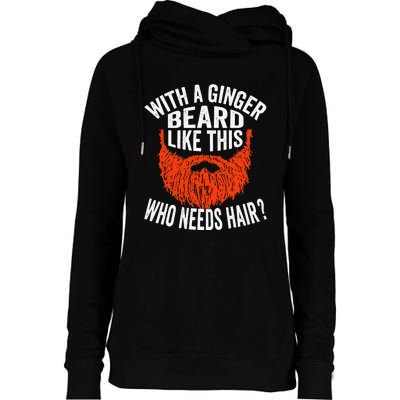 Bearded Bald Man Ginger Beard Funny Sarcastic Saying Womens Funnel Neck Pullover Hood