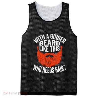 Bearded Bald Man Ginger Beard Funny Sarcastic Saying Mesh Reversible Basketball Jersey Tank