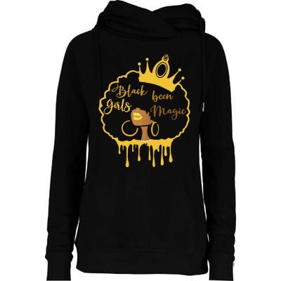 Black Been Magic African American Queen Womens Funnel Neck Pullover Hood