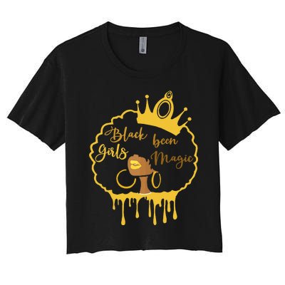 Black Been Magic African American Queen Women's Crop Top Tee