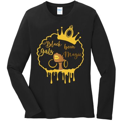 Black Been Magic African American Queen Ladies Long Sleeve Shirt