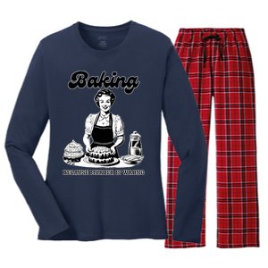 Baking Because Murder Is Wrong Women's Long Sleeve Flannel Pajama Set 