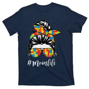 Building Block Messy Bun Mom Life Master Builder Mothers Day T-Shirt