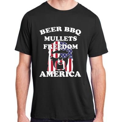 Beer Bbq Mullets Freedom America Funny Patriotic Graphic Gift Adult ChromaSoft Performance T-Shirt