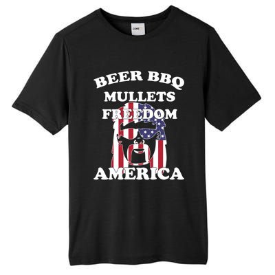 Beer Bbq Mullets Freedom America Funny Patriotic Graphic Gift Tall Fusion ChromaSoft Performance T-Shirt