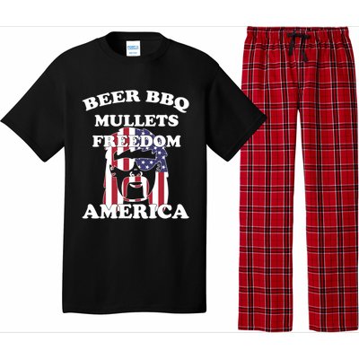 Beer Bbq Mullets Freedom America Funny Patriotic Graphic Gift Pajama Set