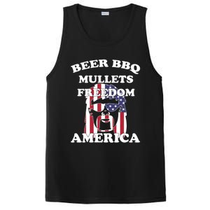 Beer Bbq Mullets Freedom America Funny Patriotic Graphic Gift PosiCharge Competitor Tank