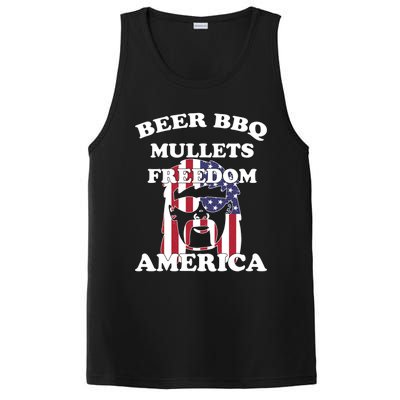 Beer Bbq Mullets Freedom America Funny Patriotic Graphic Gift PosiCharge Competitor Tank