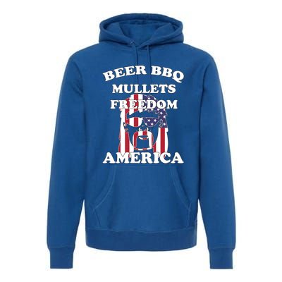 Beer Bbq Mullets Freedom America Funny Patriotic Graphic Gift Premium Hoodie