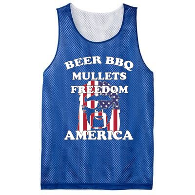 Beer Bbq Mullets Freedom America Funny Patriotic Graphic Gift Mesh Reversible Basketball Jersey Tank