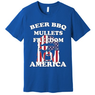 Beer Bbq Mullets Freedom America Funny Patriotic Graphic Gift Premium T-Shirt