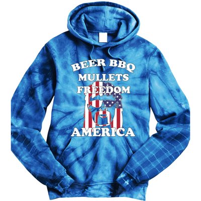 Beer Bbq Mullets Freedom America Funny Patriotic Graphic Gift Tie Dye Hoodie