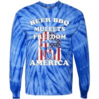 Beer Bbq Mullets Freedom America Funny Patriotic Graphic Gift Tie-Dye Long Sleeve Shirt