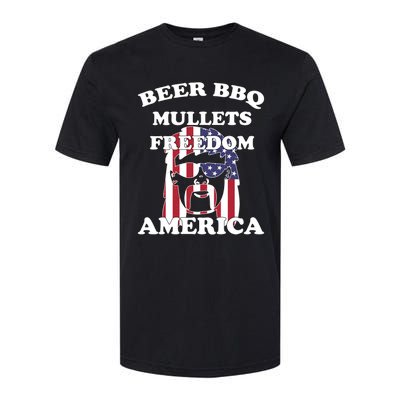 Beer Bbq Mullets Freedom America Funny Patriotic Graphic Gift Softstyle CVC T-Shirt