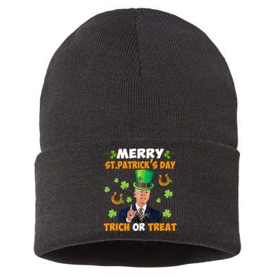 Best Biden Merry St.Patrick's Day Trick Or Treat Sustainable Knit Beanie