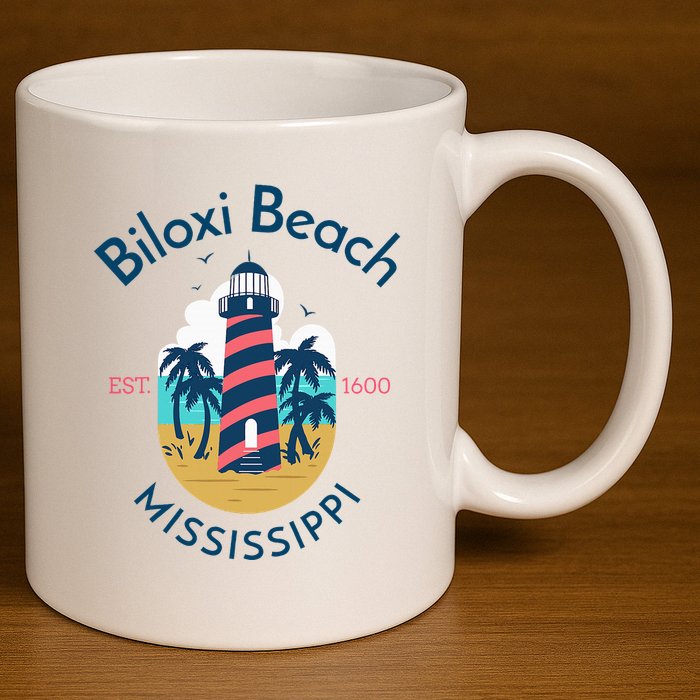 Biloxi Beach Mississippi 11oz C Handle Ceramic Mug
