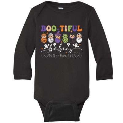 Bootiful Babies Mother Baby Nurse Halloween Postpartum Nurse Gift Baby Long Sleeve Bodysuit