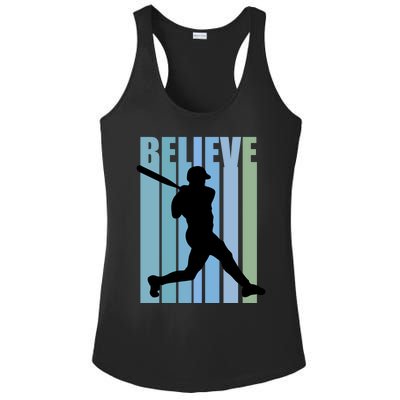 Believe Baseball Motivational Hitting Ball Retro Cool Great Gift Ladies PosiCharge Competitor Racerback Tank