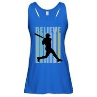 Believe Baseball Motivational Hitting Ball Retro Cool Great Gift Ladies Essential Flowy Tank