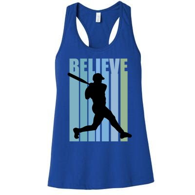 Believe Baseball Motivational Hitting Ball Retro Cool Great Gift Women's Racerback Tank