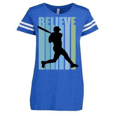 Believe Baseball Motivational Hitting Ball Retro Cool Great Gift Enza Ladies Jersey Football T-Shirt