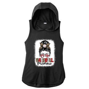 Bleached Baseball Memaw Leopard Messy Bun Mothers Day Gift Ladies PosiCharge Tri-Blend Wicking Draft Hoodie Tank