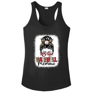 Bleached Baseball Memaw Leopard Messy Bun Mothers Day Gift Ladies PosiCharge Competitor Racerback Tank