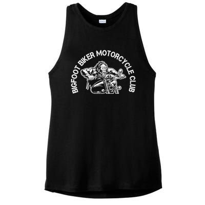 Bigfoot Biker Motorcycle Squatchy Sasquatch Ladies PosiCharge Tri-Blend Wicking Tank