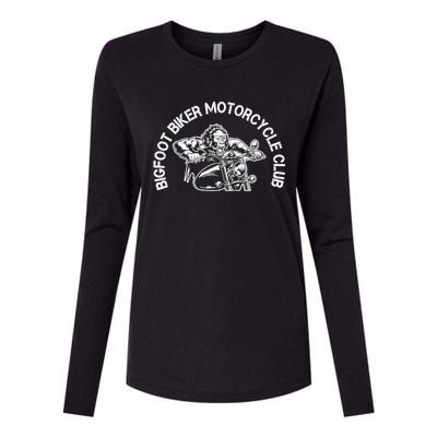 Bigfoot Biker Motorcycle Squatchy Sasquatch Womens Cotton Relaxed Long Sleeve T-Shirt