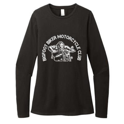 Bigfoot Biker Motorcycle Squatchy Sasquatch Womens CVC Long Sleeve Shirt