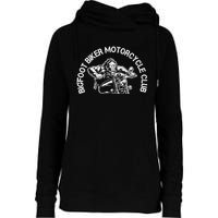 Bigfoot Biker Motorcycle Squatchy Sasquatch Womens Funnel Neck Pullover Hood