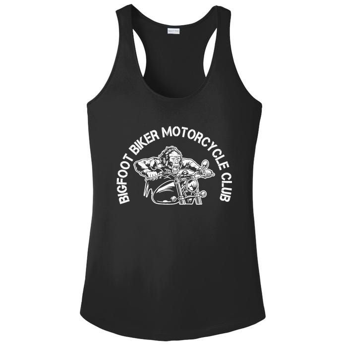 Bigfoot Biker Motorcycle Squatchy Sasquatch Ladies PosiCharge Competitor Racerback Tank