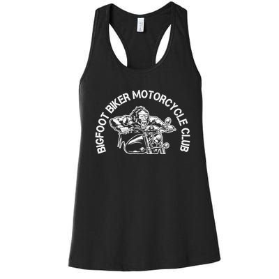 Bigfoot Biker Motorcycle Squatchy Sasquatch Women's Racerback Tank