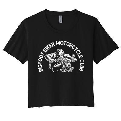 Bigfoot Biker Motorcycle Squatchy Sasquatch Women's Crop Top Tee