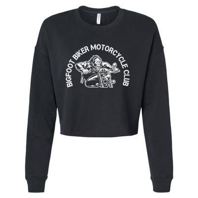 Bigfoot Biker Motorcycle Squatchy Sasquatch Cropped Pullover Crew