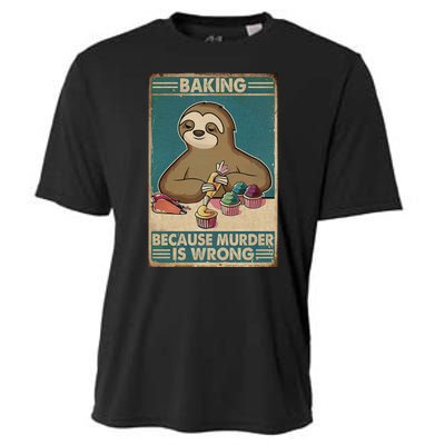 Baking Because Murder Is Wrong Humor Vintage Retro Cooling Performance Crew T-Shirt