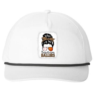 Basketball Baseball Mom Busy Raising Ballers Messy Bun Meaningful Gift Snapback Five-Panel Rope Hat