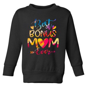 Best Bonus Mom Ever Tie Dye funny Mother's Day Toddler Sweatshirt