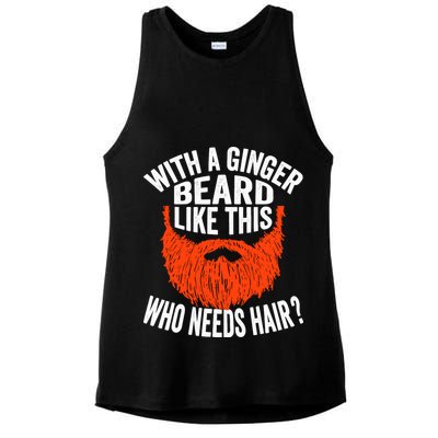 Bearded Bald Man Ginger Beard Funny Sarcastic Saying Ladies PosiCharge Tri-Blend Wicking Tank