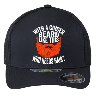 Bearded Bald Man Ginger Beard Funny Sarcastic Saying Flexfit Unipanel Trucker Cap