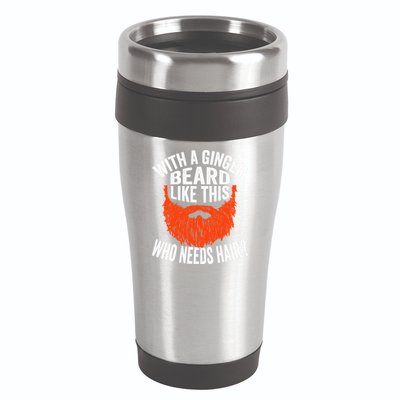 Bearded Bald Man Ginger Beard Funny Sarcastic Saying 16oz Travel Tumbler