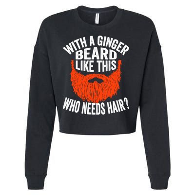 Bearded Bald Man Ginger Beard Funny Sarcastic Saying Cropped Pullover Crew