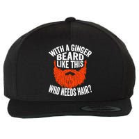 Bearded Bald Man Ginger Beard Funny Sarcastic Saying Wool Snapback Cap