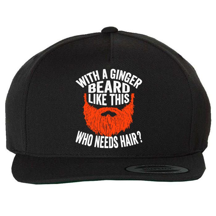 Bearded Bald Man Ginger Beard Funny Sarcastic Saying Wool Snapback Cap