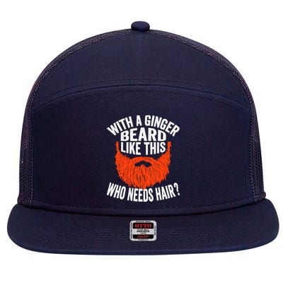 Bearded Bald Man Ginger Beard Funny Sarcastic Saying 7 Panel Mesh Trucker Snapback Hat